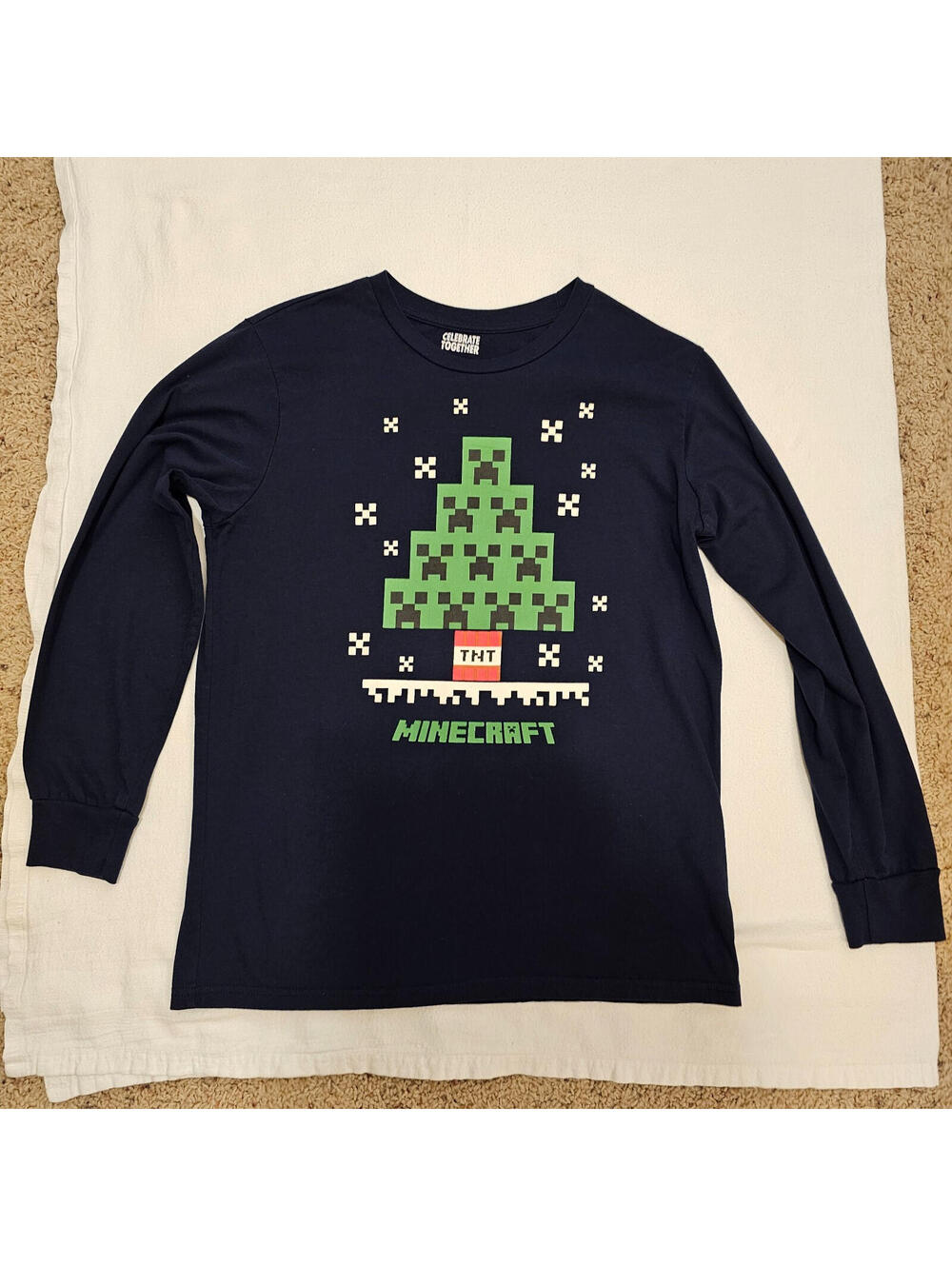 Celebrate Together, Boys, Minecraft TNT Long sleeved Christmas t-shirt